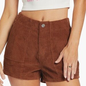 NWT Roxy High Waist Corduroy Shorts in Rich Brown